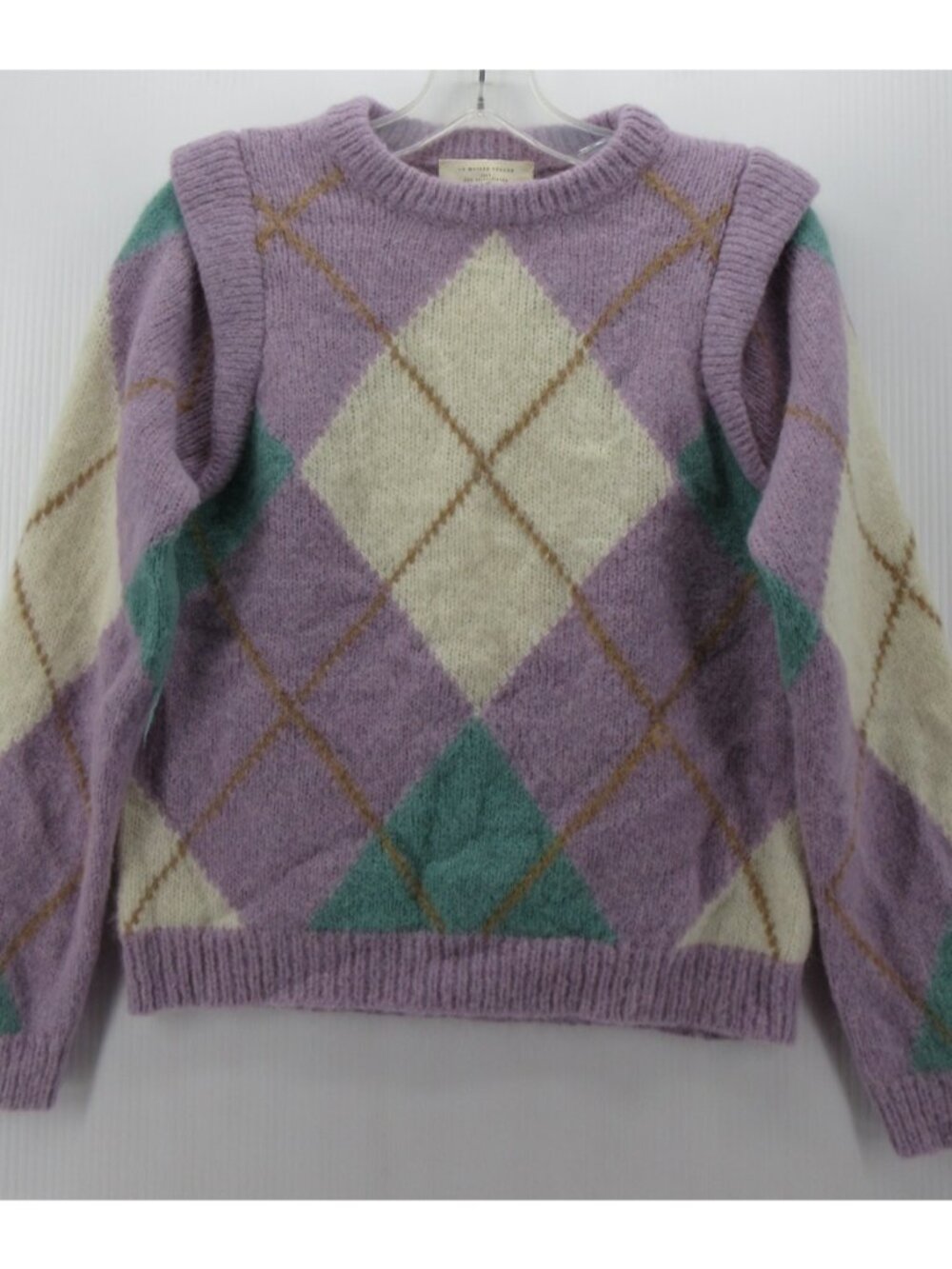 Sezane Sweater XS Alpaca Wool Argyle Diamond Pullover Crop Italy